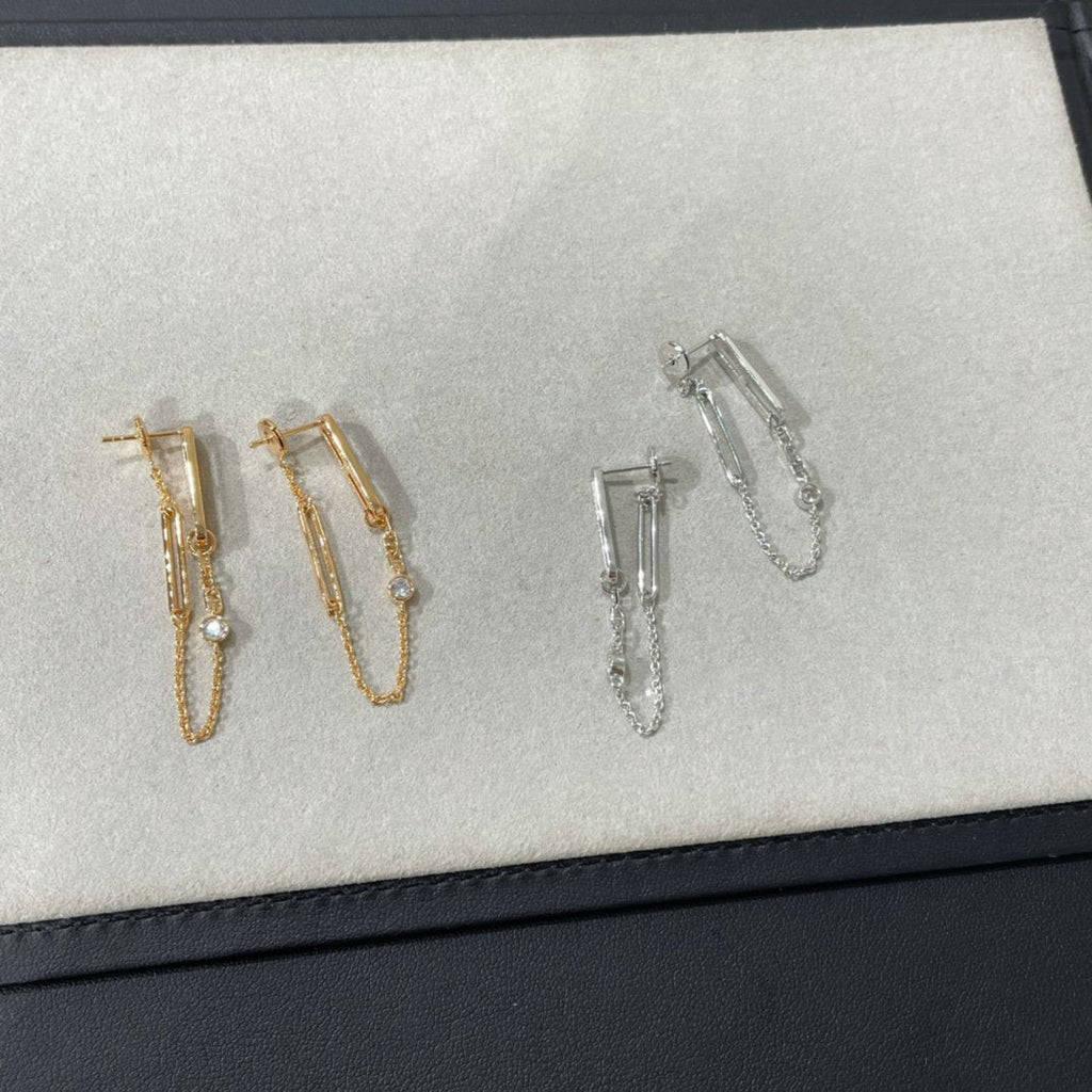 [Demi jewelry]CHAINE CHAOS DIAMOND DROP EARRINGS