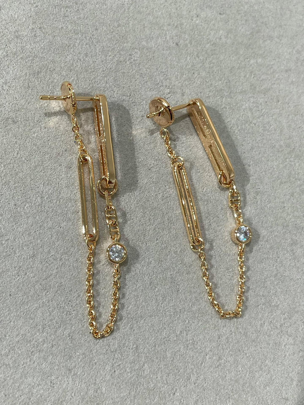 [Demi jewelry]CHAINE CHAOS DIAMOND DROP EARRINGS