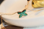 [Demi jewelry]JEUX MALACHITE 1 DIAMOND PINK GOLD NECKLACE