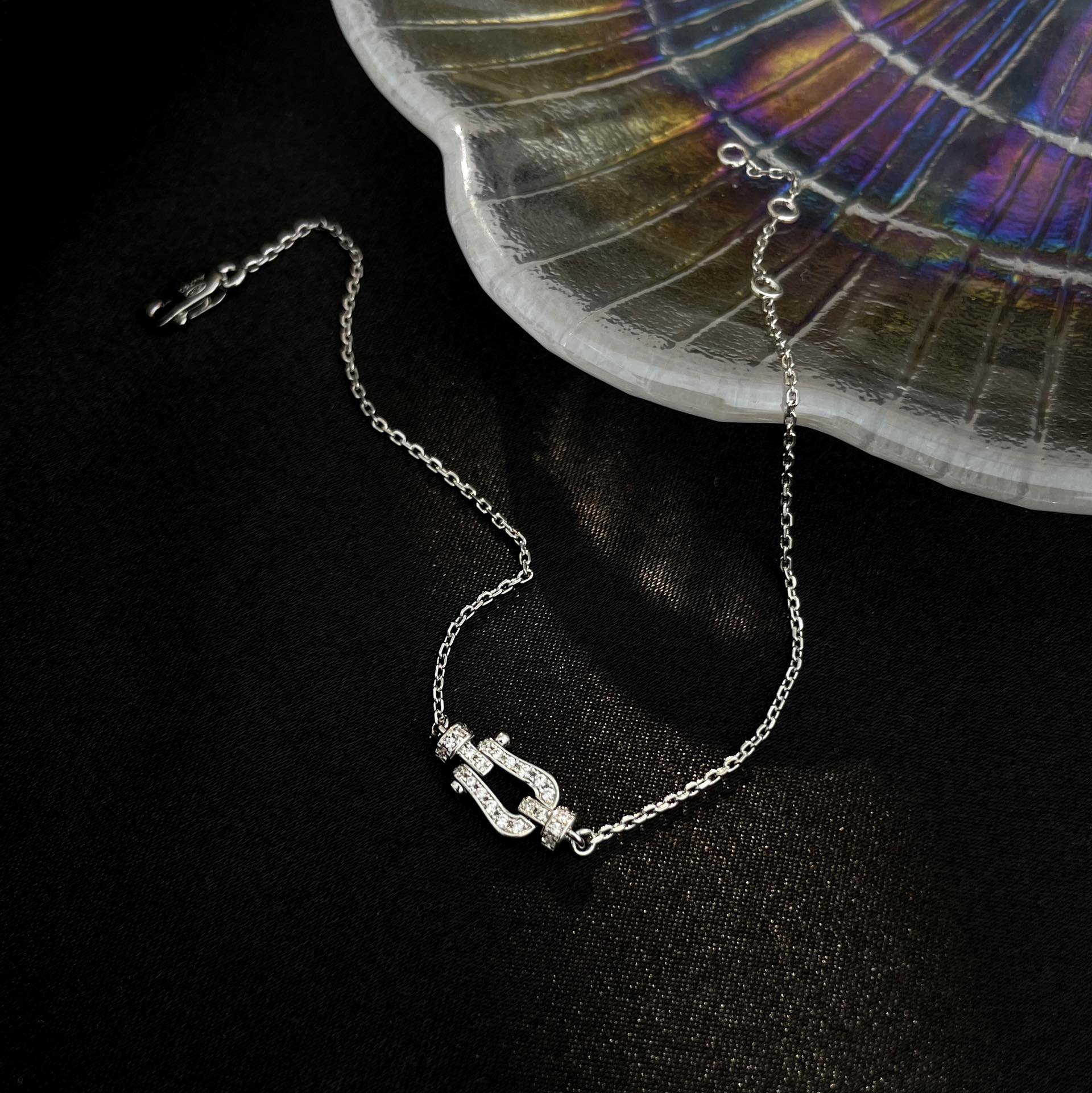 [Demi jewelry]FORCE 10 FULL DIAMOND BUCKLE CHAIN LINK MINI MODEL