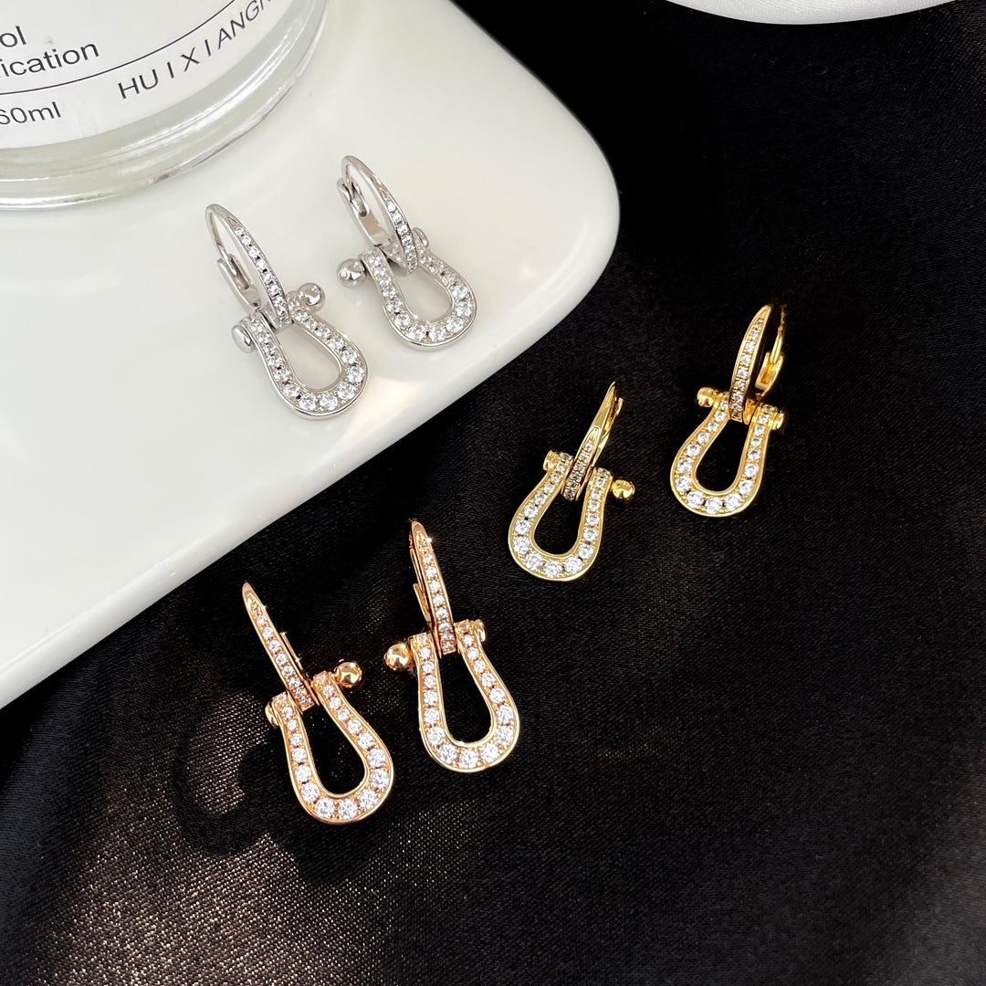 [Demi jewelry]FORCE 10 FULL DIAMOND DROP EARRINGS MEDIUM MODEL
