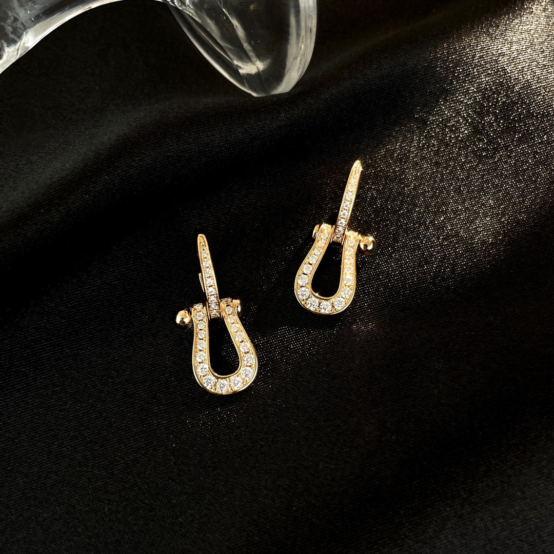 [Demi jewelry]FORCE 10 FULL DIAMOND DROP EARRINGS MEDIUM MODEL