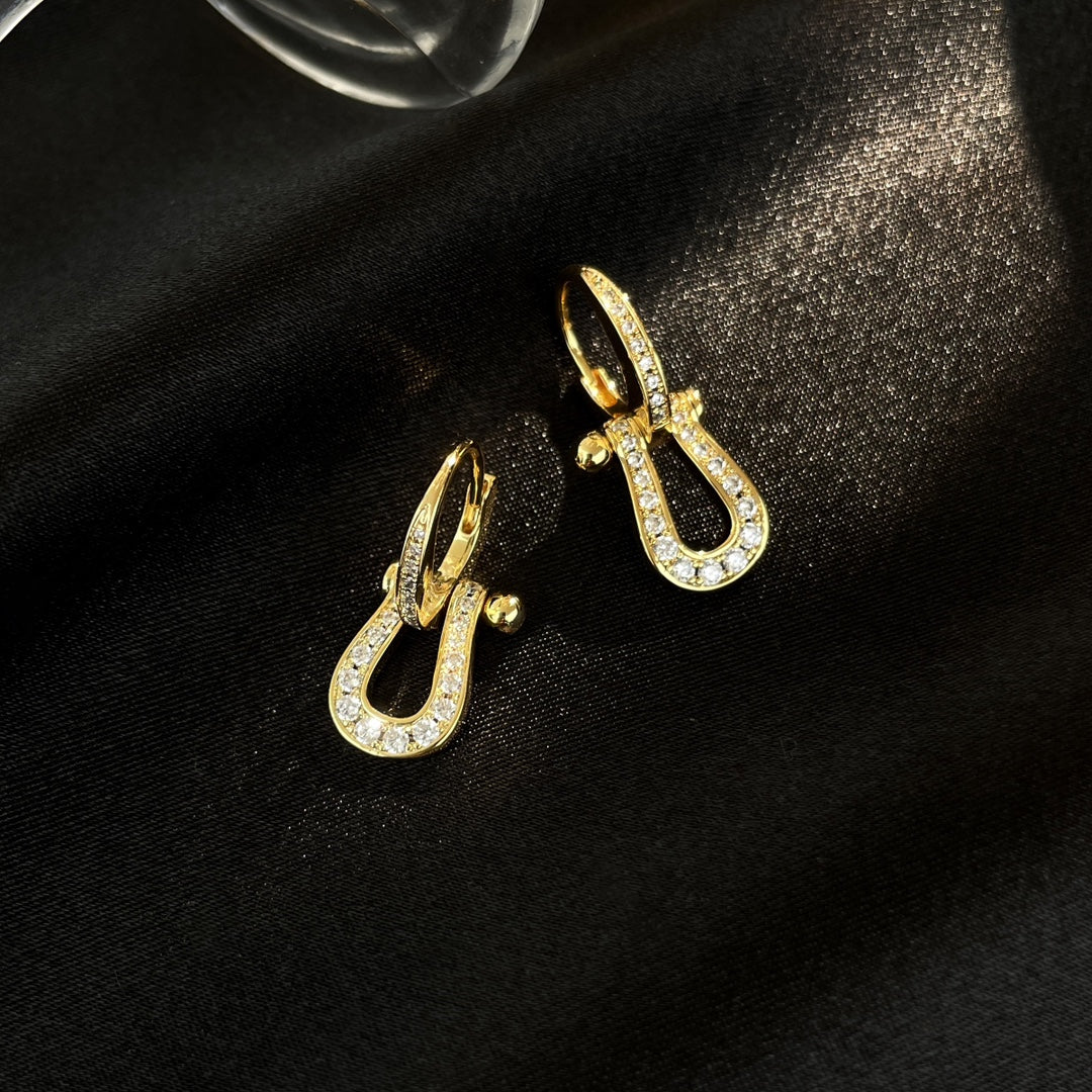 [Demi jewelry]FORCE 10 FULL DIAMOND DROP EARRINGS MEDIUM MODEL