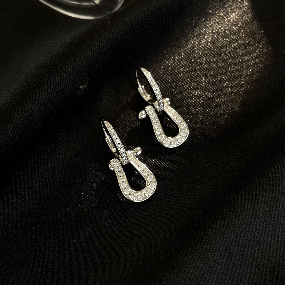 [Demi jewelry]FORCE 10 FULL DIAMOND DROP EARRINGS MEDIUM MODEL