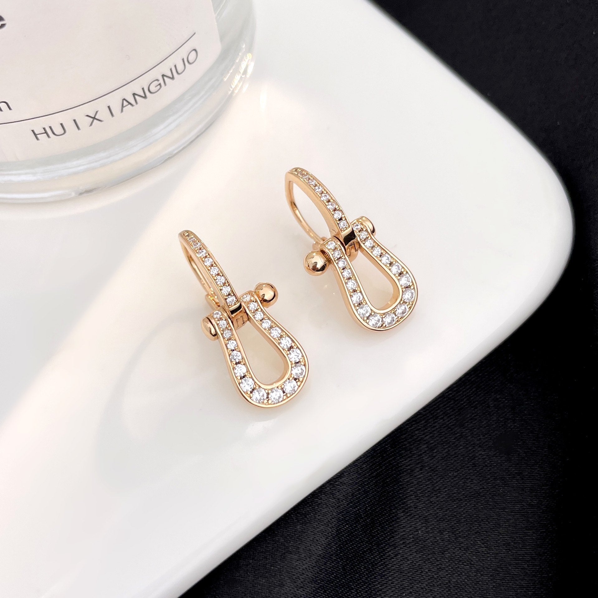 [Demi jewelry]FORCE 10 FULL DIAMOND DROP EARRINGS MEDIUM MODEL