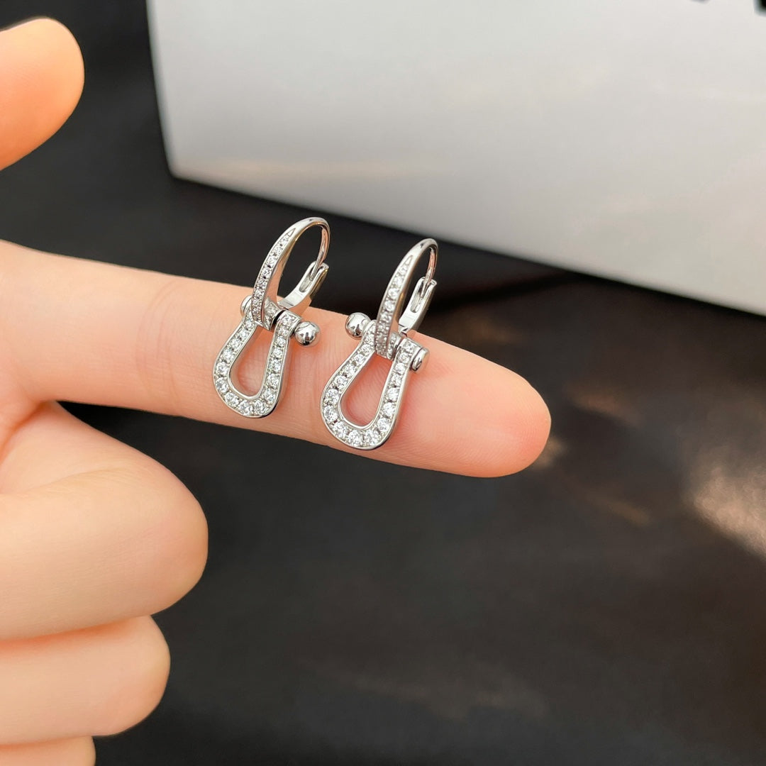 [Demi jewelry]FORCE 10 FULL DIAMOND DROP EARRINGS MEDIUM MODEL