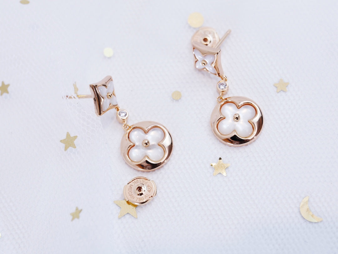 [Demi jewelry]STAR AND SUN PINK GOLD MOP DROP EARRINGS