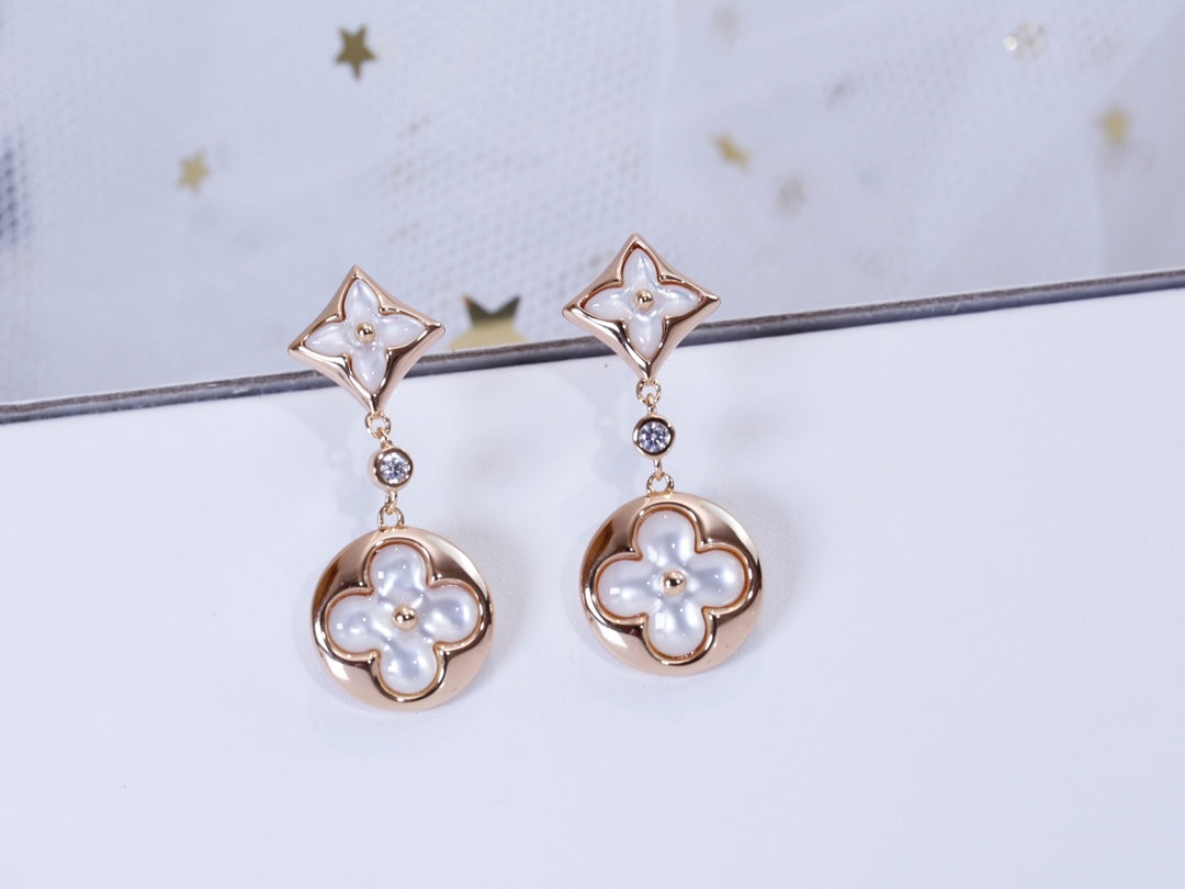 [Demi jewelry]STAR AND SUN PINK GOLD MOP DROP EARRINGS