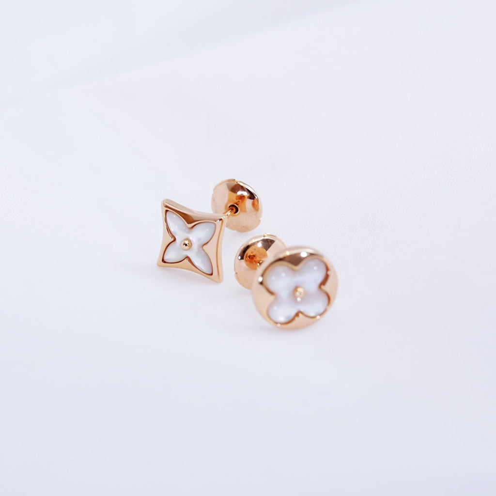 [Demi jewelry]STAR AND SUN PINK GOLD MOP STUD EARRINGS