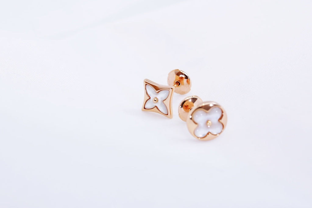 [Demi jewelry]STAR AND SUN PINK GOLD MOP STUD EARRINGS