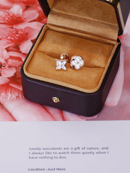 [Mystic]STAR AND SUN PINK GOLD MOP STUD EARRINGS