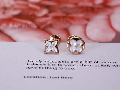 [Mystic]STAR AND SUN PINK GOLD MOP STUD EARRINGS