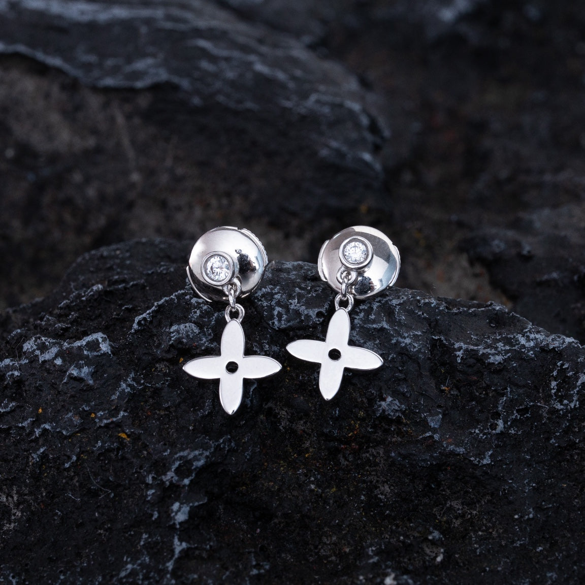 [Demi jewelry]VIDYLLE SILVER DIAMOND MINI DROP EARRINGS