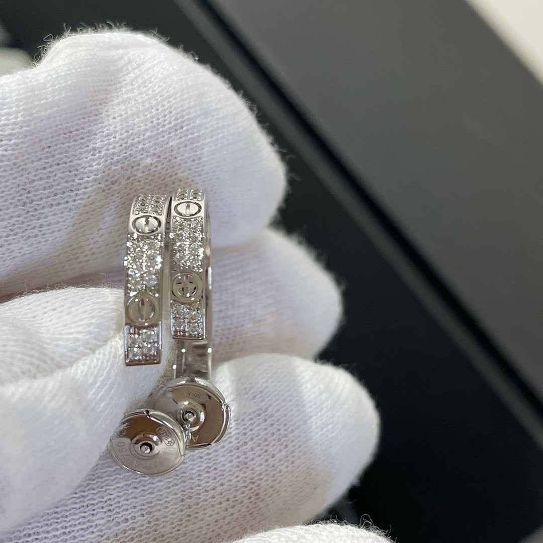 [Mystic]LOVE DIAMOND SILVER HOOP EARRINGS