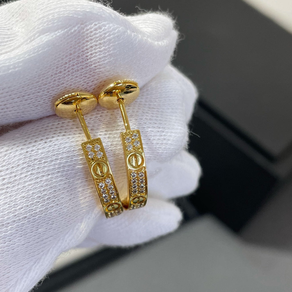 [Demi jewelry]LOVE DIAMOND GOLD HOOP EARRINGS