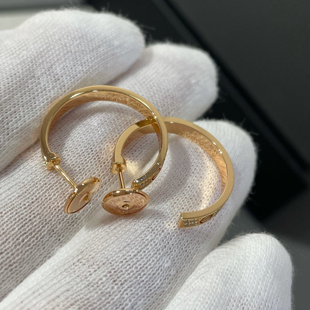 [Demi jewelry]LOVE DIAMOND PINK GOLD HOOP EARRINGS
