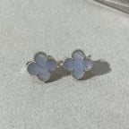 [Demi jewelry]CLOVER CHALCEDONY SILVER STUD EARRINGS