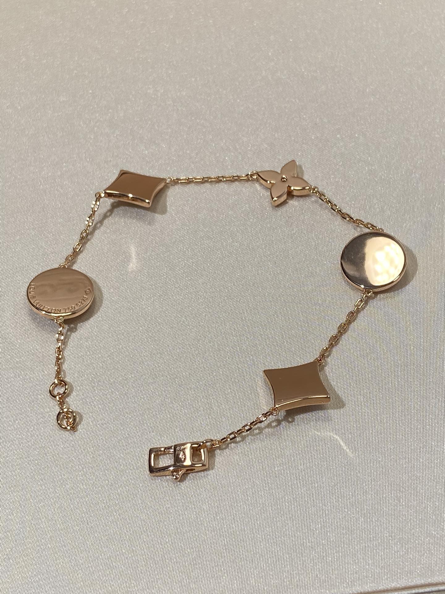 [Mystic]STAR AND SUN 5 MOTIF MOP PINK GOLD BRACELET