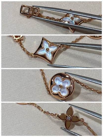 [Mystic]STAR AND SUN 5 MOTIF MOP PINK GOLD BRACELET