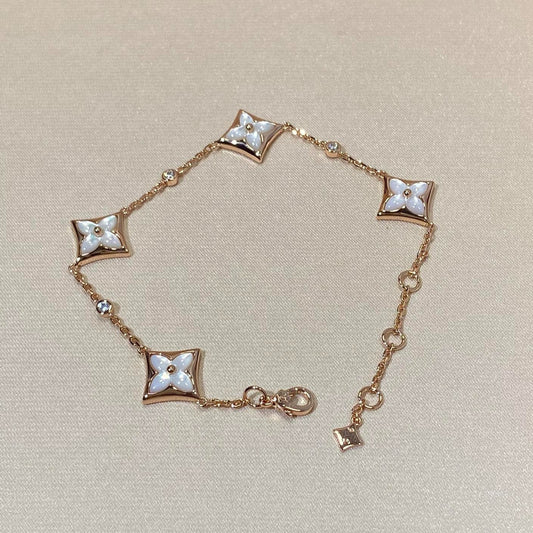 [Mystic]STAR 4 MOTIF MOP DIAMOND PINK GOLD BRACELET