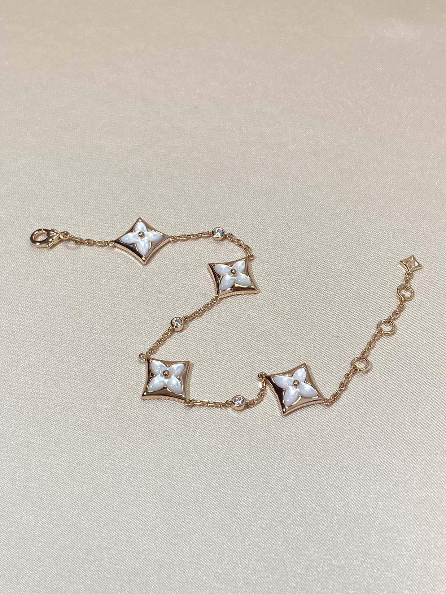 [Mystic]STAR 4 MOTIF MOP DIAMOND PINK GOLD BRACELET