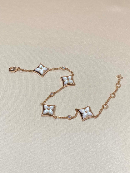 [Mystic]STAR 4 MOTIF MOP DIAMOND PINK GOLD BRACELET