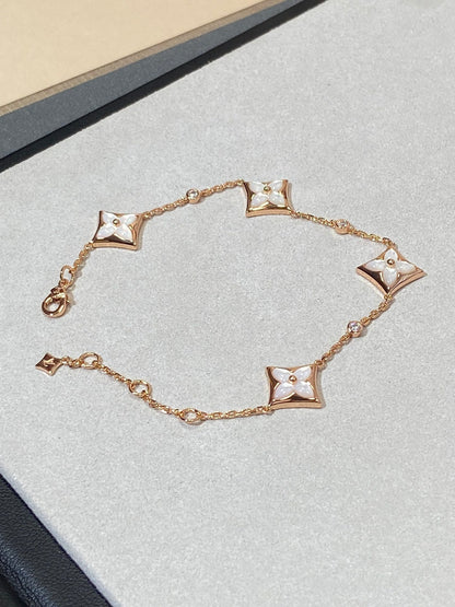 [Mystic]STAR 4 MOTIF MOP DIAMOND PINK GOLD BRACELET
