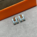[Demi jewelry]POP H SKY BLUE STUD EARRINGS