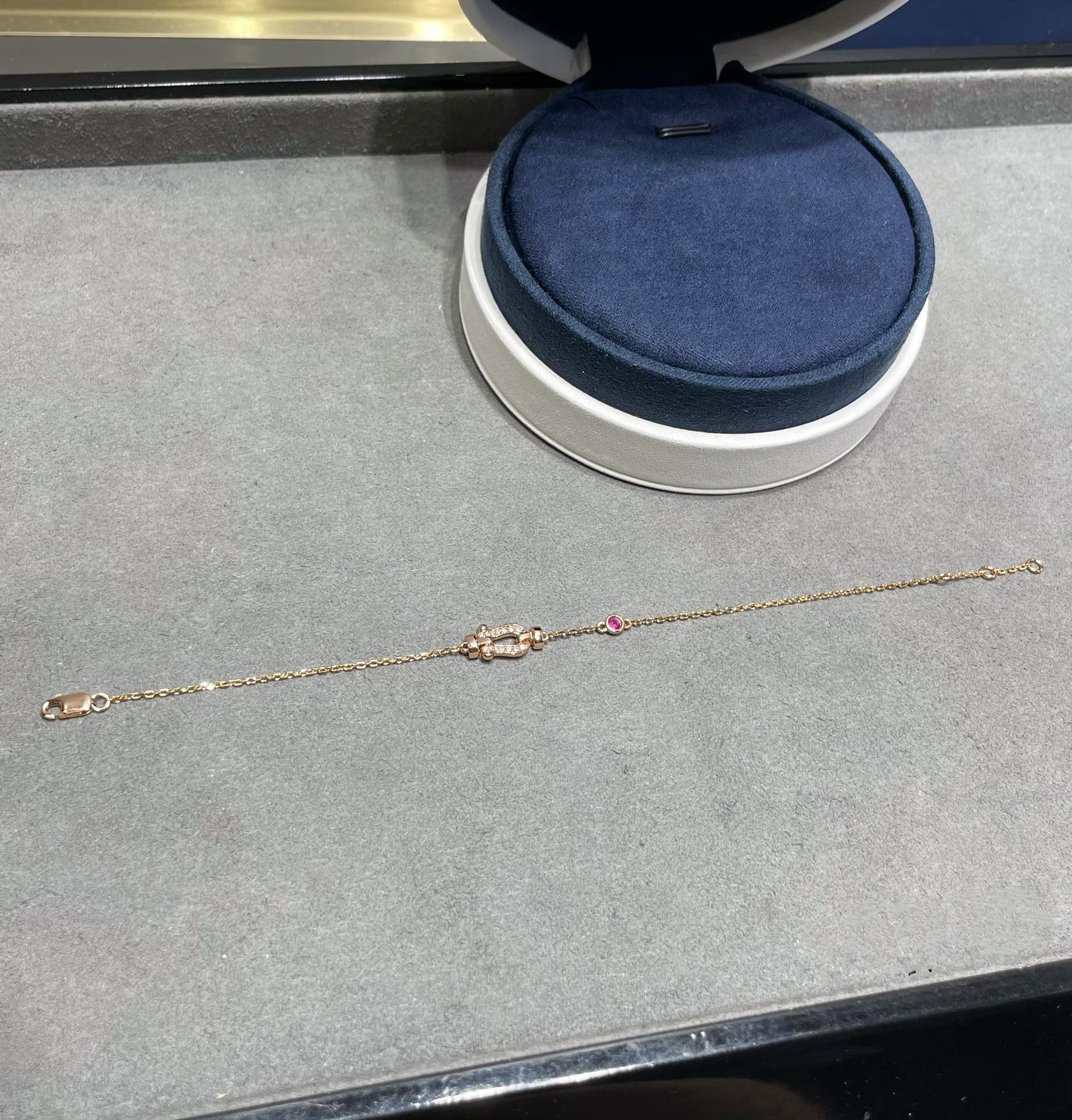 [Demi jewelry]FORCE 10 DIAMOND CHAIN LINK PINK GOLD BRACELET