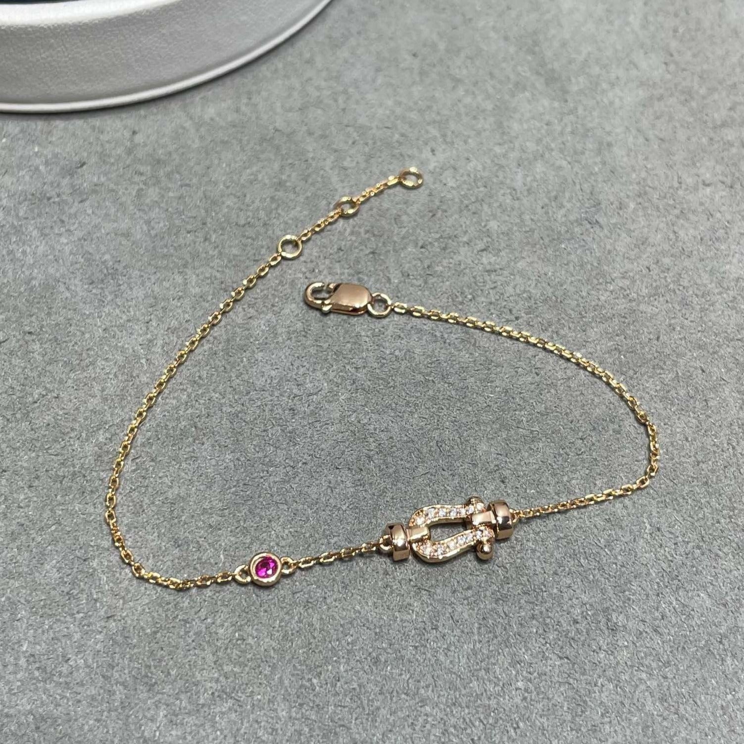 [Demi jewelry]FORCE 10 DIAMOND CHAIN LINK PINK GOLD BRACELET