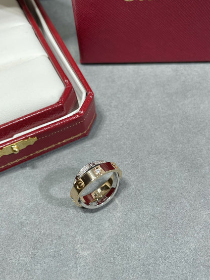 [Mystic]LOVE PINK GOLD SILVER DIAMOND DOUBLE RING