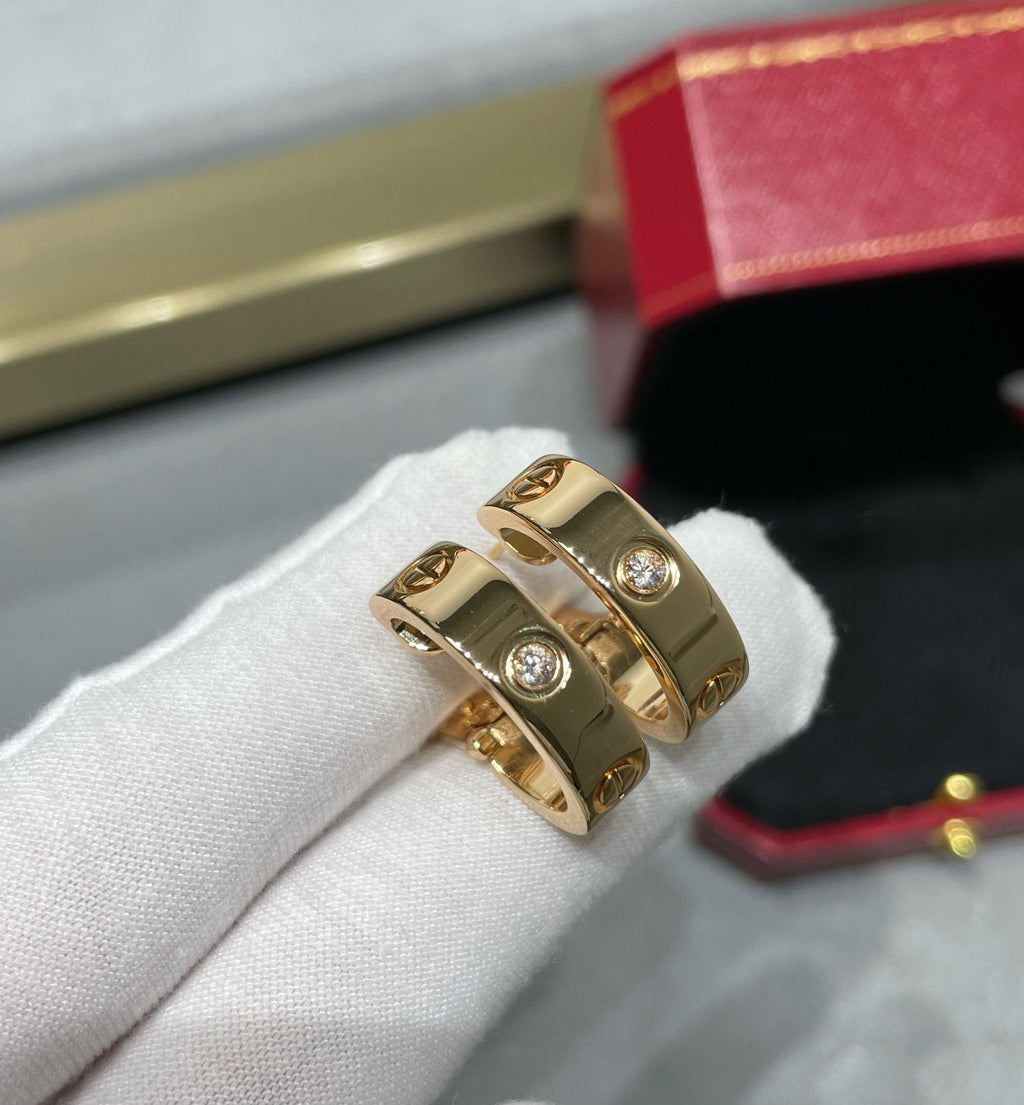 [Demi jewelry]LOVE 5.5MM 1 DIAMOND EARRINGS