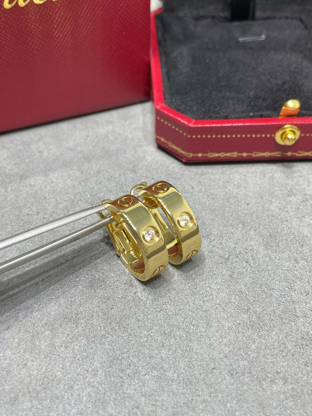 [Demi jewelry]LOVE 5.5MM 1 DIAMOND EARRINGS