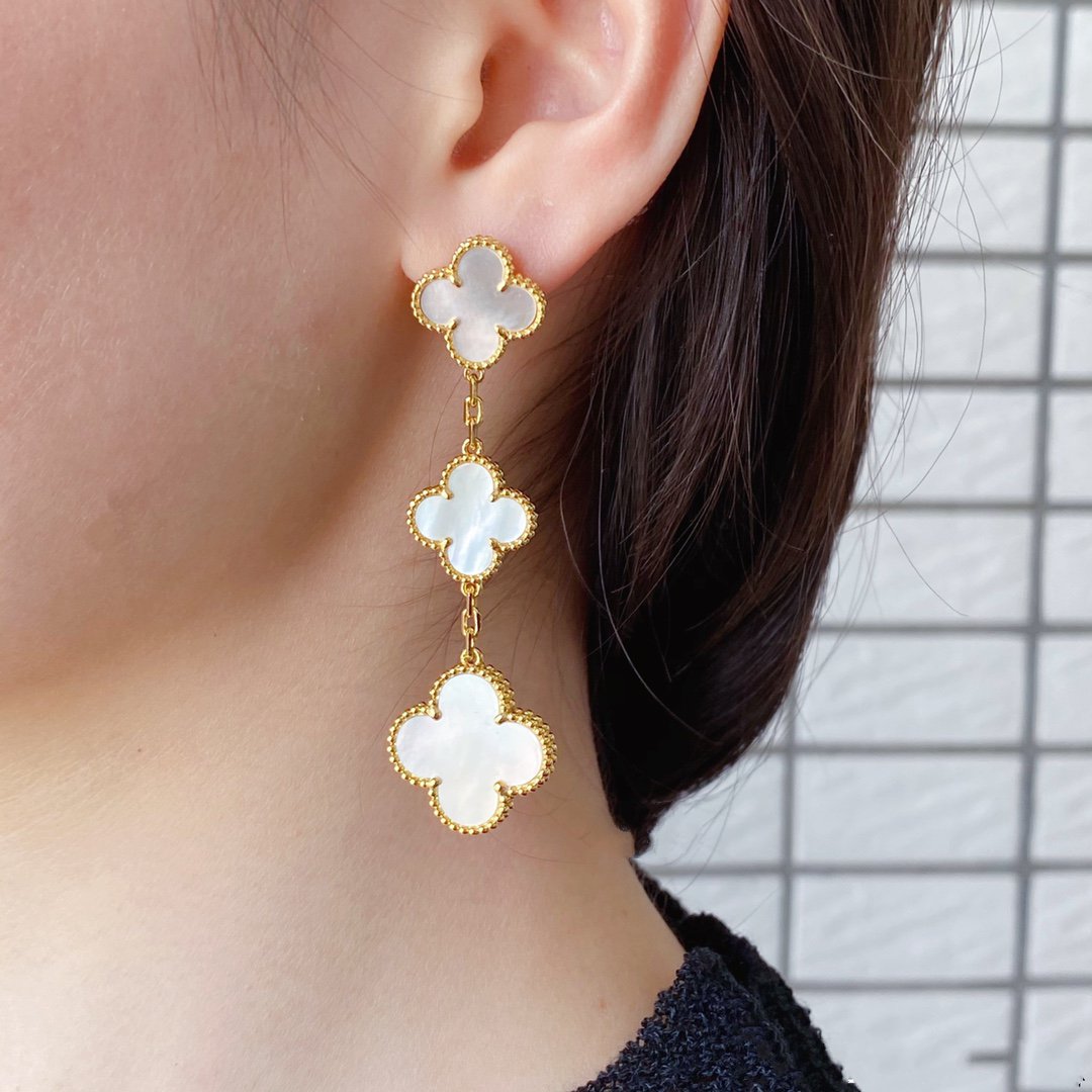[Demi jewelry]CLOVER MOP 3 MOTIFS GOLD EARRINGS