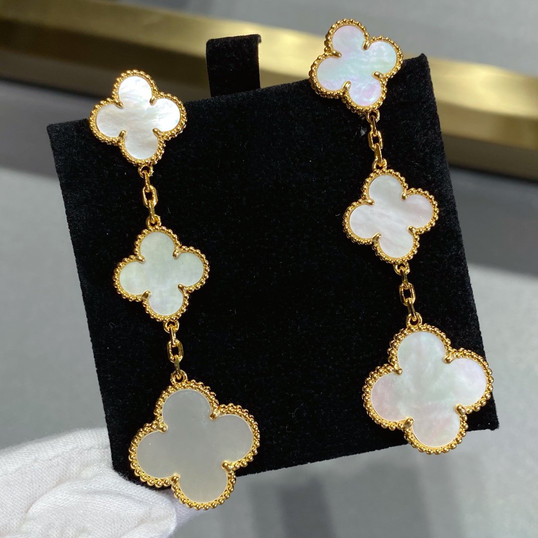 [Demi jewelry]CLOVER MOP 3 MOTIFS GOLD EARRINGS