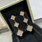 [Demi jewelry]CLOVER 3 MOTIFS DIAMOND PAVED ROSE GOLD EARRINGS