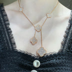 [Demi jewelry]CLOVER 6 MOTIF DIAMOND PAVED NECKLACE