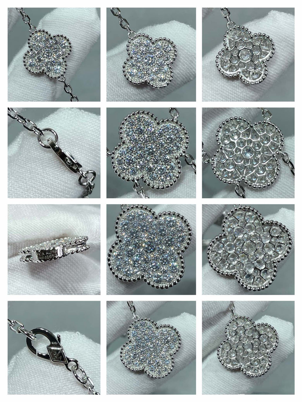 [Demi jewelry]CLOVER 6 MOTIF DIAMOND PAVED NECKLACE