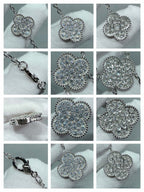 [Demi jewelry]CLOVER 6 MOTIF DIAMOND PAVED NECKLACE