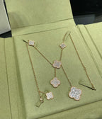 [Demi jewelry]CLOVER 6 MOTIF DIAMOND PAVED NECKLACE