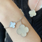 [Demi jewelry]CLOVER 5 MOTIF WHITE MOP SILVER BRACELET