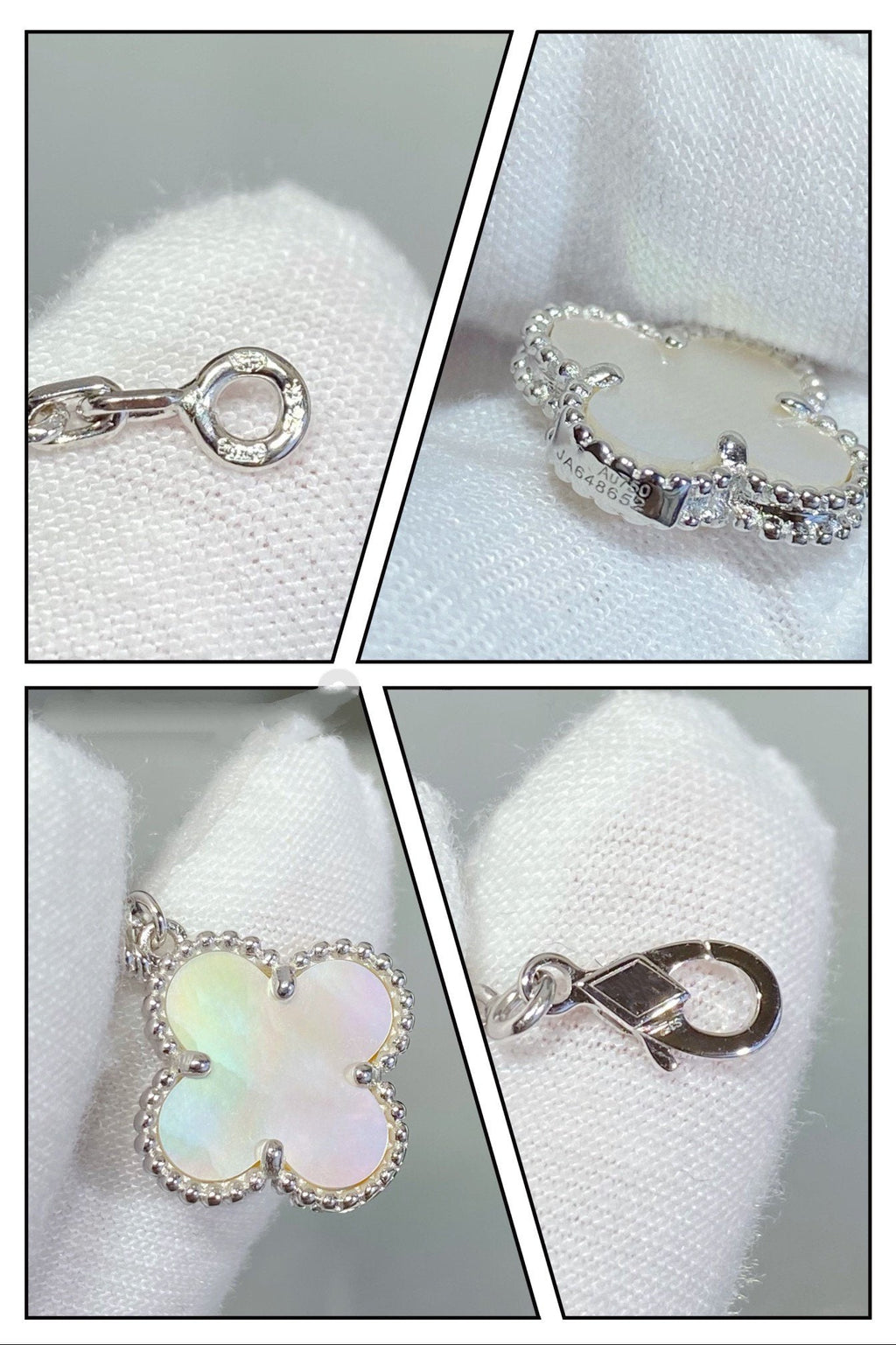 [Demi jewelry]CLOVER 5 MOTIF WHITE MOP SILVER BRACELET