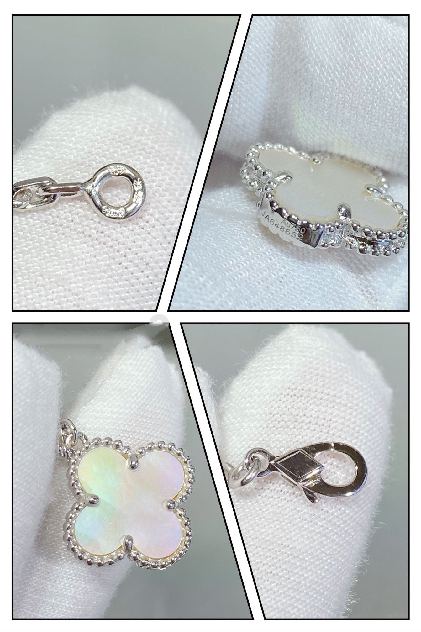 [Demi jewelry]CLOVER 5 MOTIF WHITE MOP SILVER BRACELET
