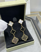 [Demi jewelry]CLOVER 3 MOTIF MOP ONYX DARK MOP PINK GOLD EARRINGS