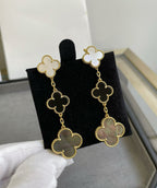 [Demi jewelry]CLOVER 3 MOTIF MOP ONYX DARK MOP PINK GOLD EARRINGS