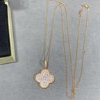 [Demi jewelry]CLOVER 25MM LARGE PEDANT DIAMOND PAVED LONG NECKLACE