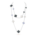 [Demi jewelry]CLOVER 16 MOTIF CHALCEDONY MOP SILVER NECKLACE