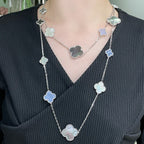 [Demi jewelry]CLOVER 16 MOTIF CHALCEDONY MOP SILVER NECKLACE