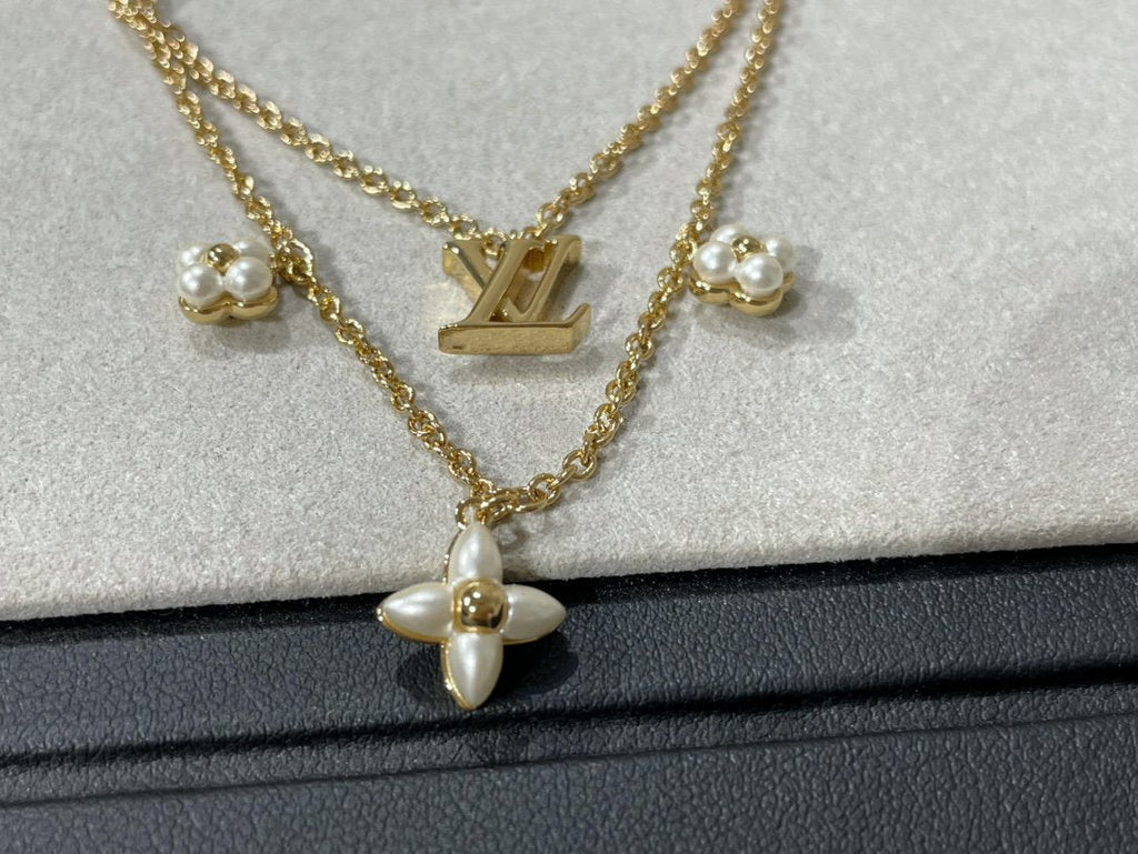 [Demi jewelry]FLOWERGRAM GOLD MOP DOUBLE ROW NECKLACE