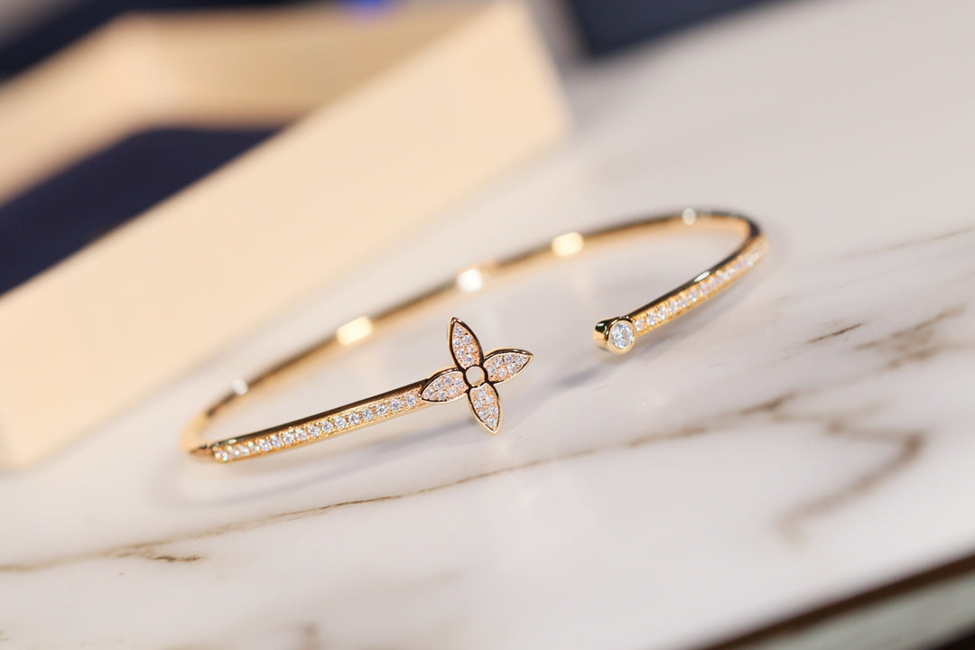 [Mystic]IDYLLE GOLD OPEN BRACELET DIAMOND PAVED